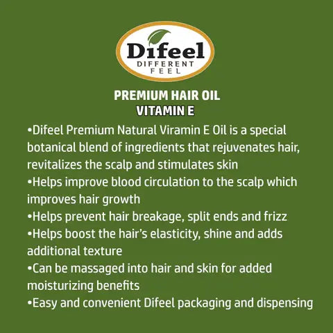 Difeel Premium Natural Vitamin E Hair Oil 2.5 oz
