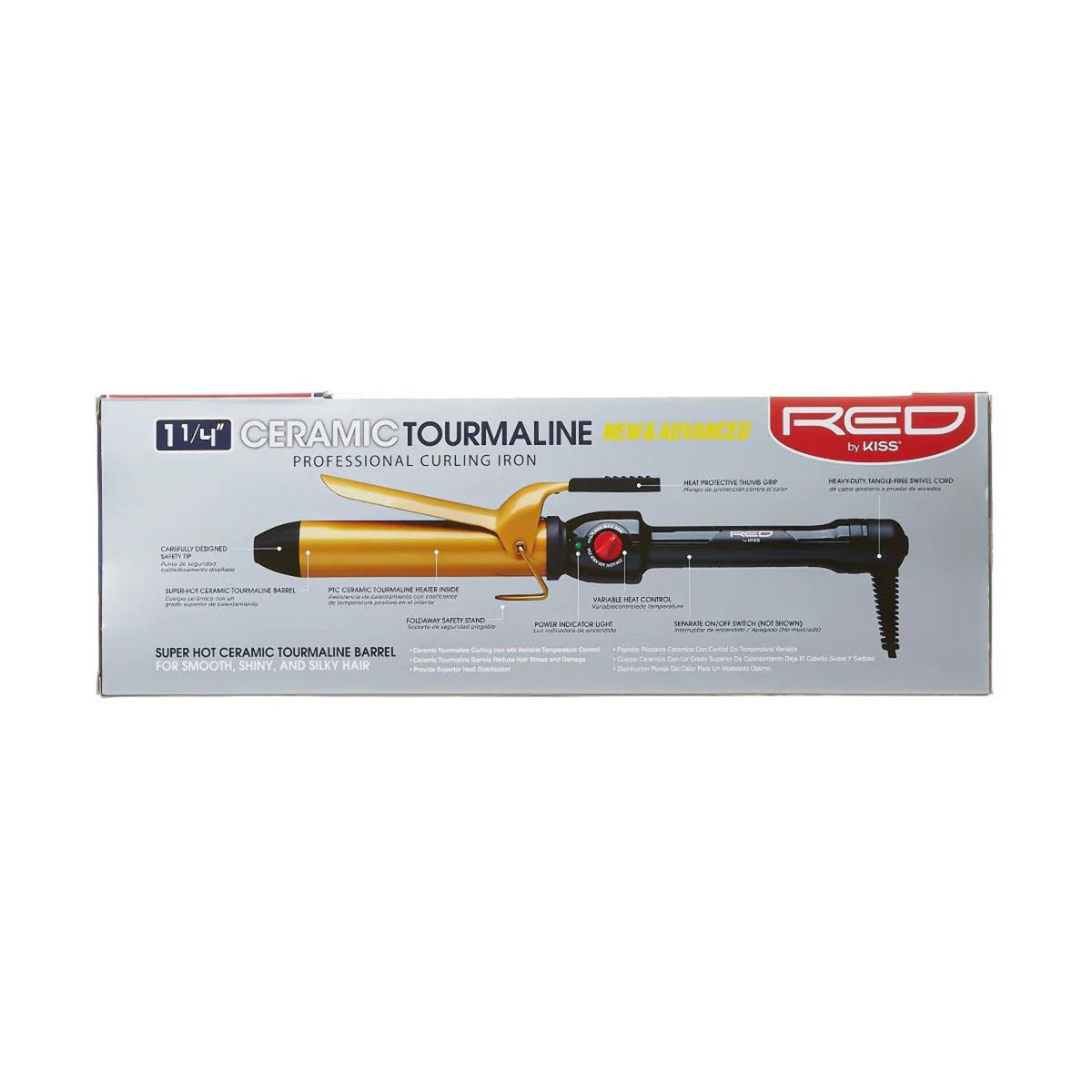 Red by Kiss Ceramic Tourmaline 1 1/4" Curling Iron for Loose Beach Waves