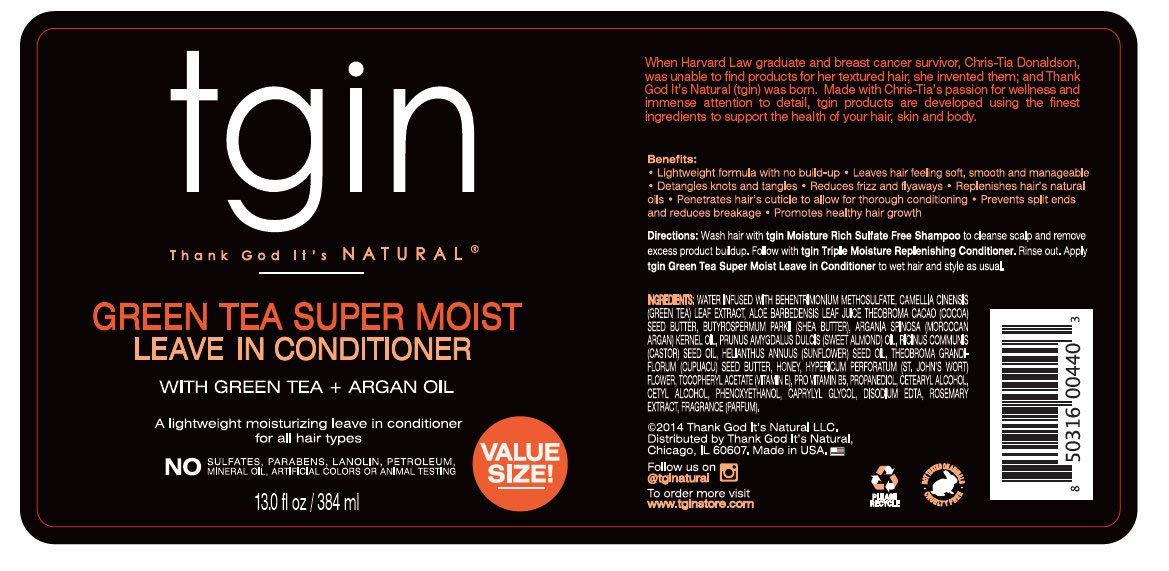 tgin Green Tea Super Moist Leave-In Conditioner - Detangling Hair Moisturizer for Curls 13 oz