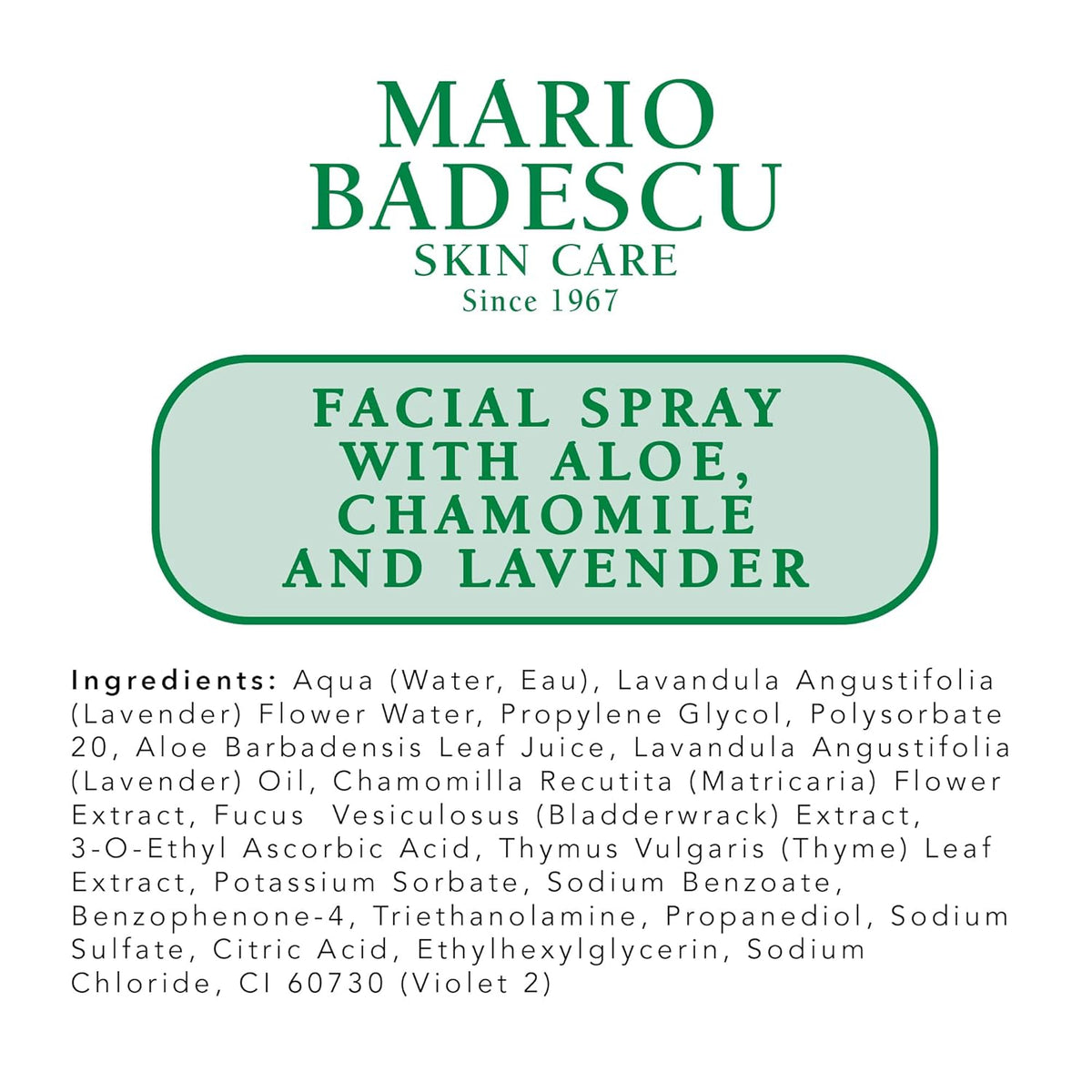 Facial Spray With Aloe, Chamomile and Lavender 6 oz Purple