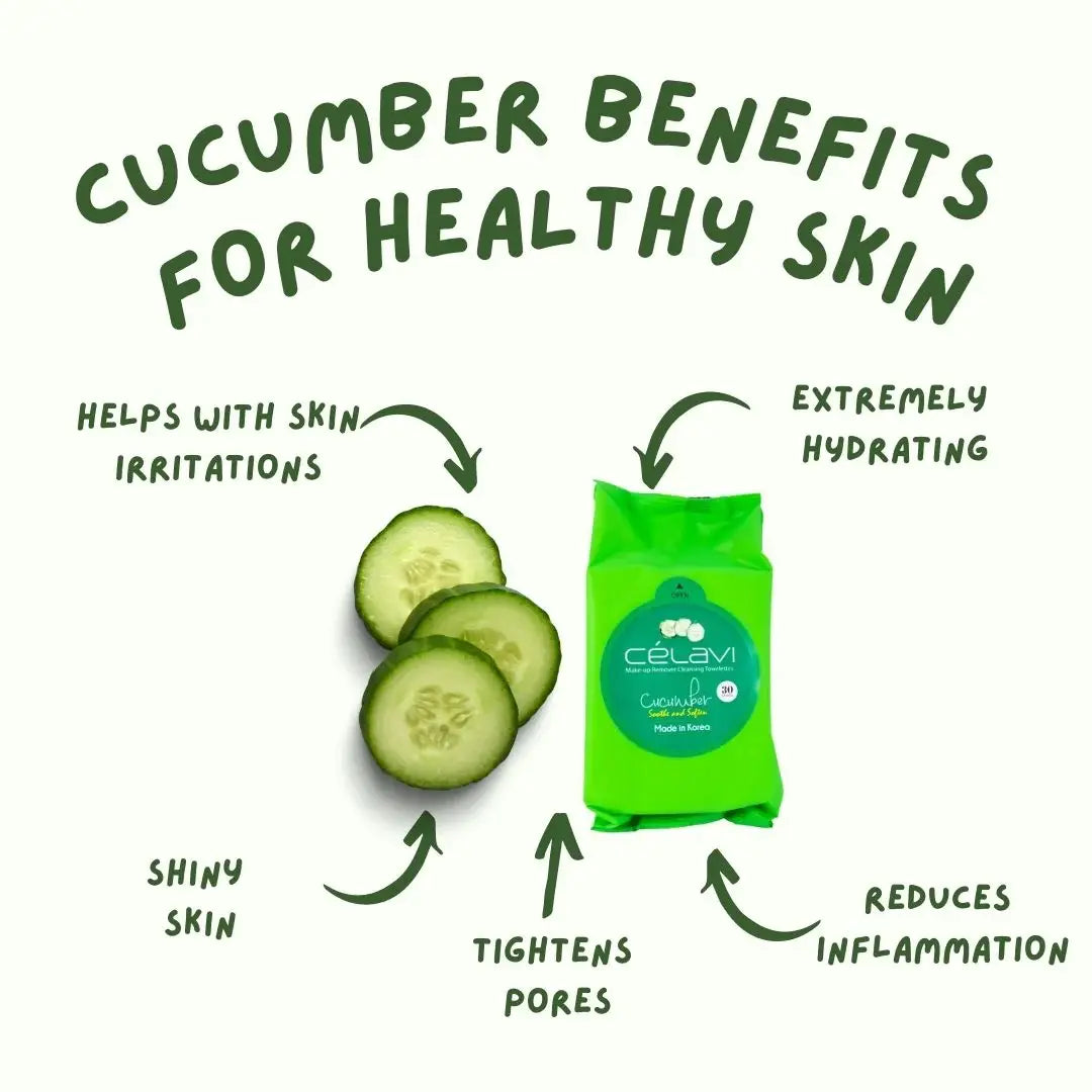 Celavi Cucumber Makeup Remover Cleansing Towelettes MT004 Single Pack, Soothing Waterproof Facial Wipes