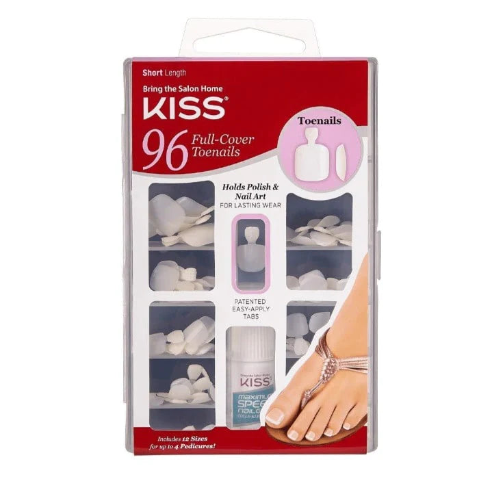 KISS Short Length Full-Cover Press-On Toenails, Blank Canvas Natural Pedicure Kit 96-Count - 50543 #96TN01
