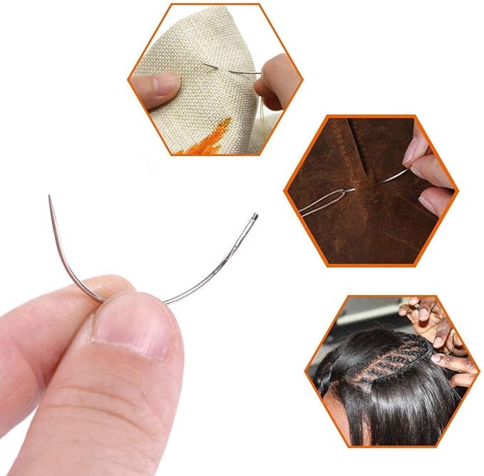 Beauty Town Curved Weaving Needle (C-Type) - Professional Hair Sew-In & Wig Making Needle (#04010)