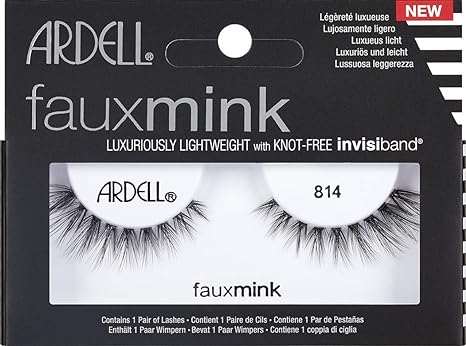 Ardell Professional Faux Mink False Eyelashes, Ultra-Soft Lightweight Layered Volume Strips - 814