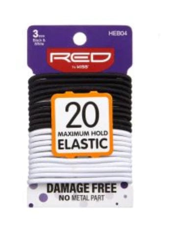 Red Elastic Band 20/CT 3MM Black & White HEB04
