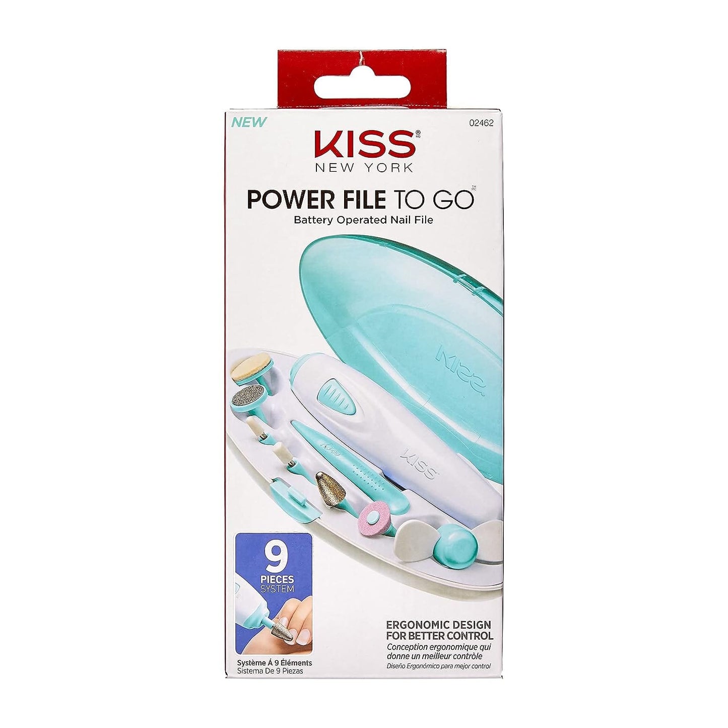 KISS New York Power File To Go Battery Operated Nail File Drill Set with 9 Interchangeable Attachments
