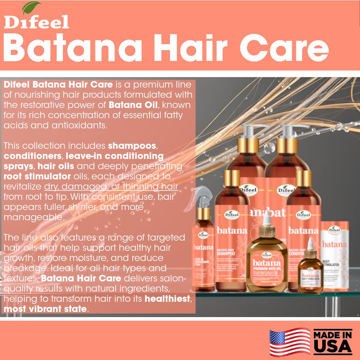 Difeel Hair Care Batana Oil Strengthening Shampoo 32 oz