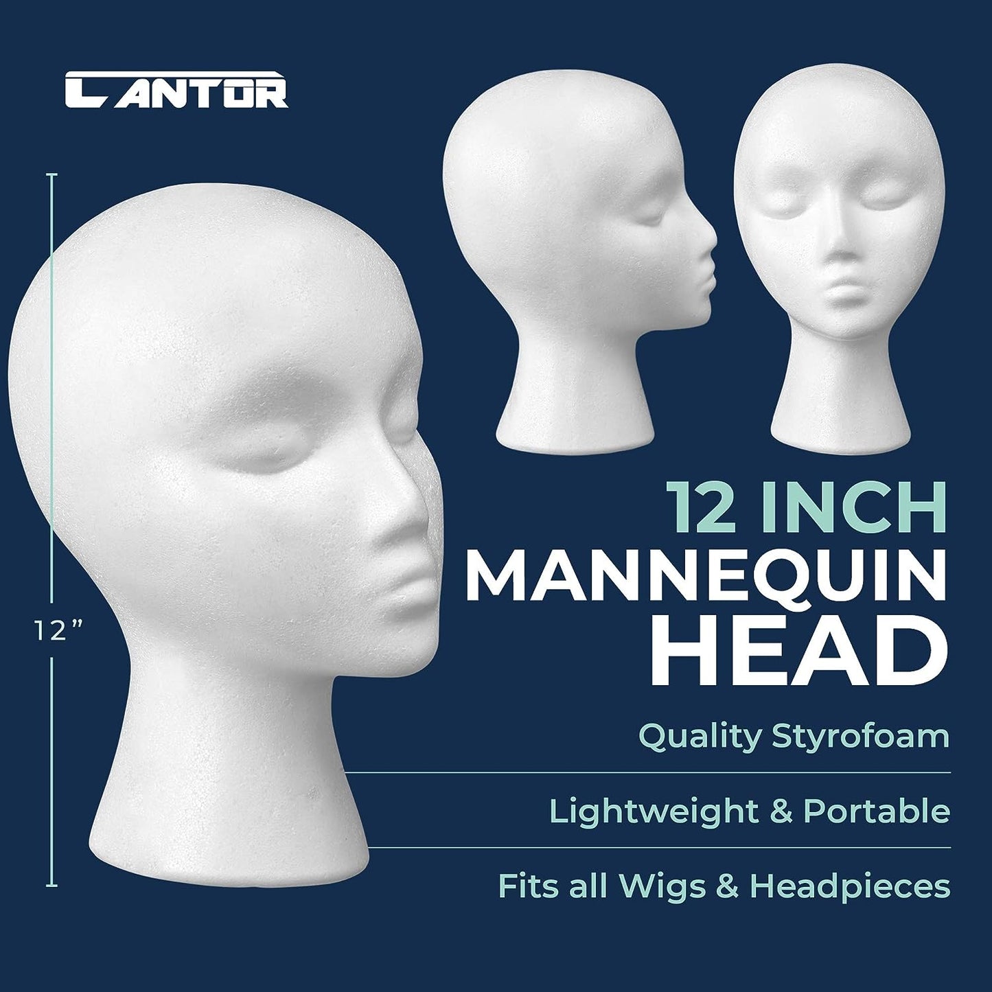 Styrofoam Mannequin Head 12"