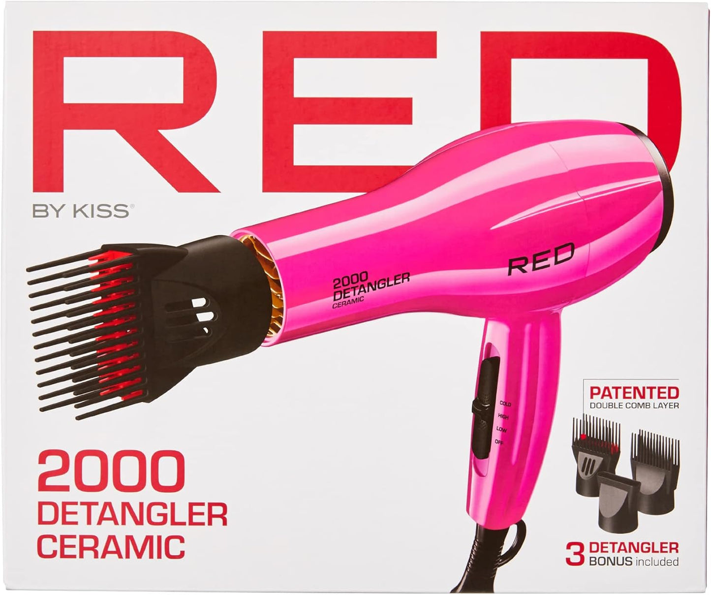 RED by KISS 2000 Ceramic Detangler Dryer Pink