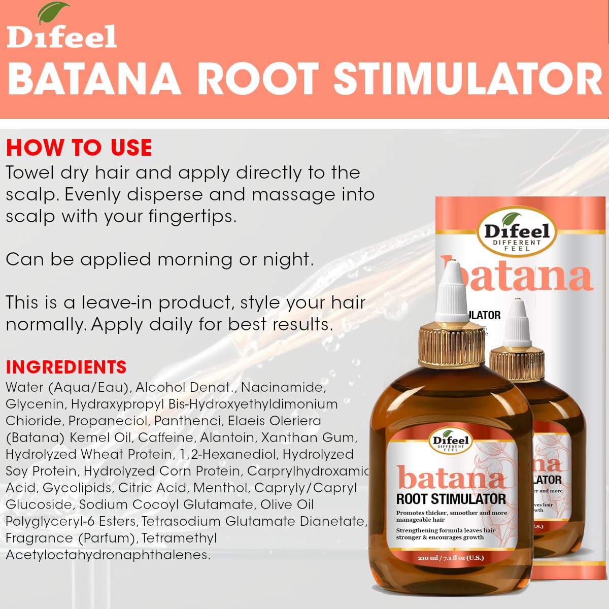 Difeel Premium Batana Hair Oil Root Stimulator 7.1 oz