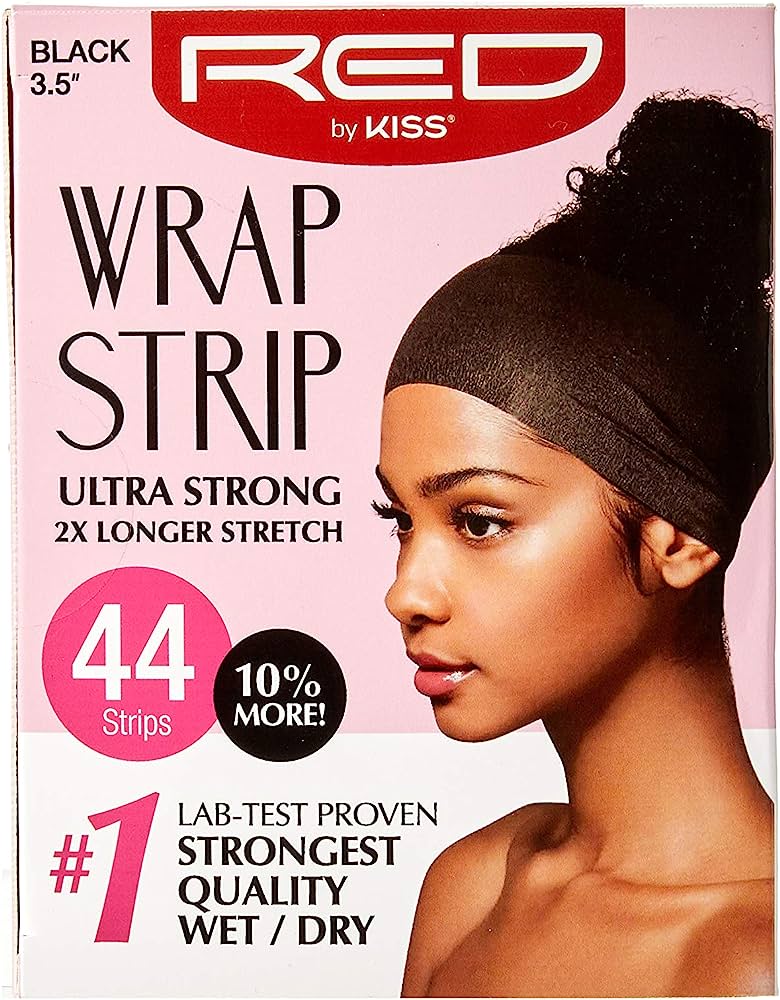 Red by Kiss Wrap Strip Black 44-Strips, Professional Hair & Edge Wrapping Bands - #US01