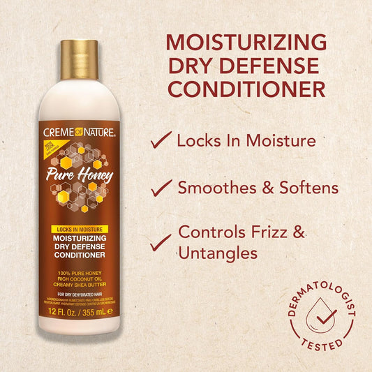 Creme Of Nature Pure Honey Moisturizing Dry Defense Conditioner 12 oz