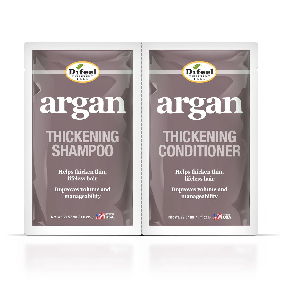Difeel Argan Thickening Shampoo & Conditioner Combo Packet 2oz