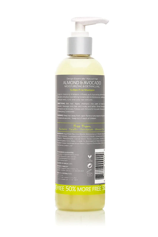 Design Essentials Natural Almond and Avocado Moisturizing & Detangling Shampoo 12 oz