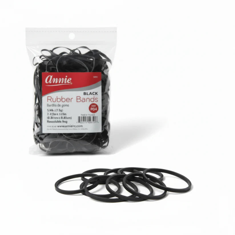 Annie Hair Rubber Bands 3 1/2 Inch x 1/4 Inch, 1/4lb Bag, Black #611