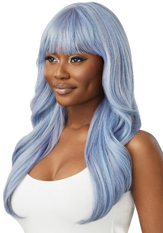 Outre Wigpop Style Selects Danette Glueless Full Wig - 22 inch Long Wavy Yaki Hair with Bangs