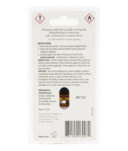KISS Professional Acrylic Primer, Maximum Adhesion Liquid Bonding Prep Layer 0.33 oz - BK112