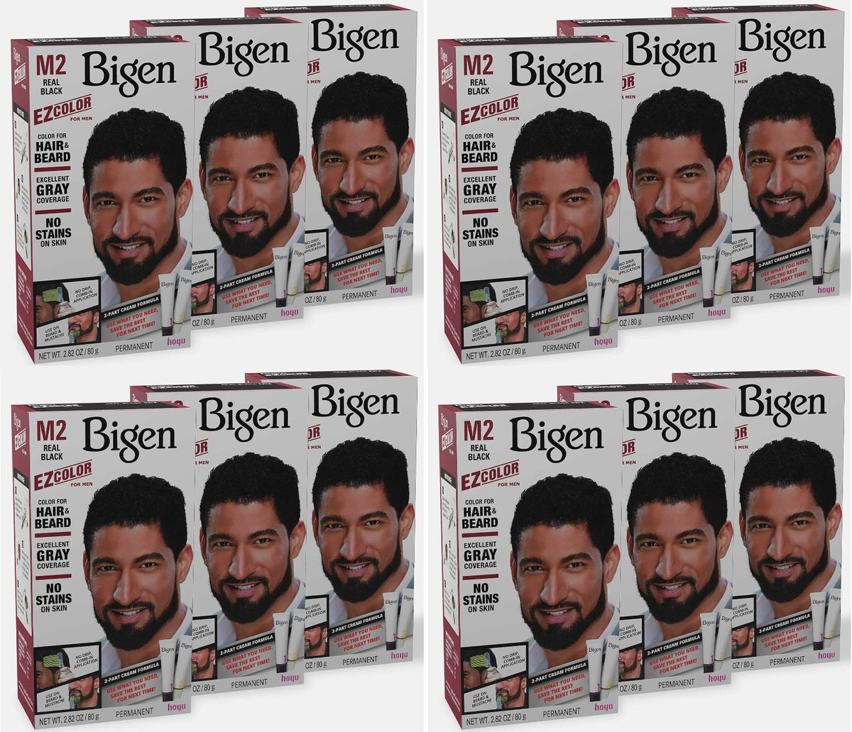12 Pack Bigen EZ Hair Color (M2) Real Black