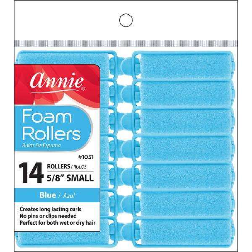 Annie #1051 Foam Rollers 5/8" Blue 14 ct