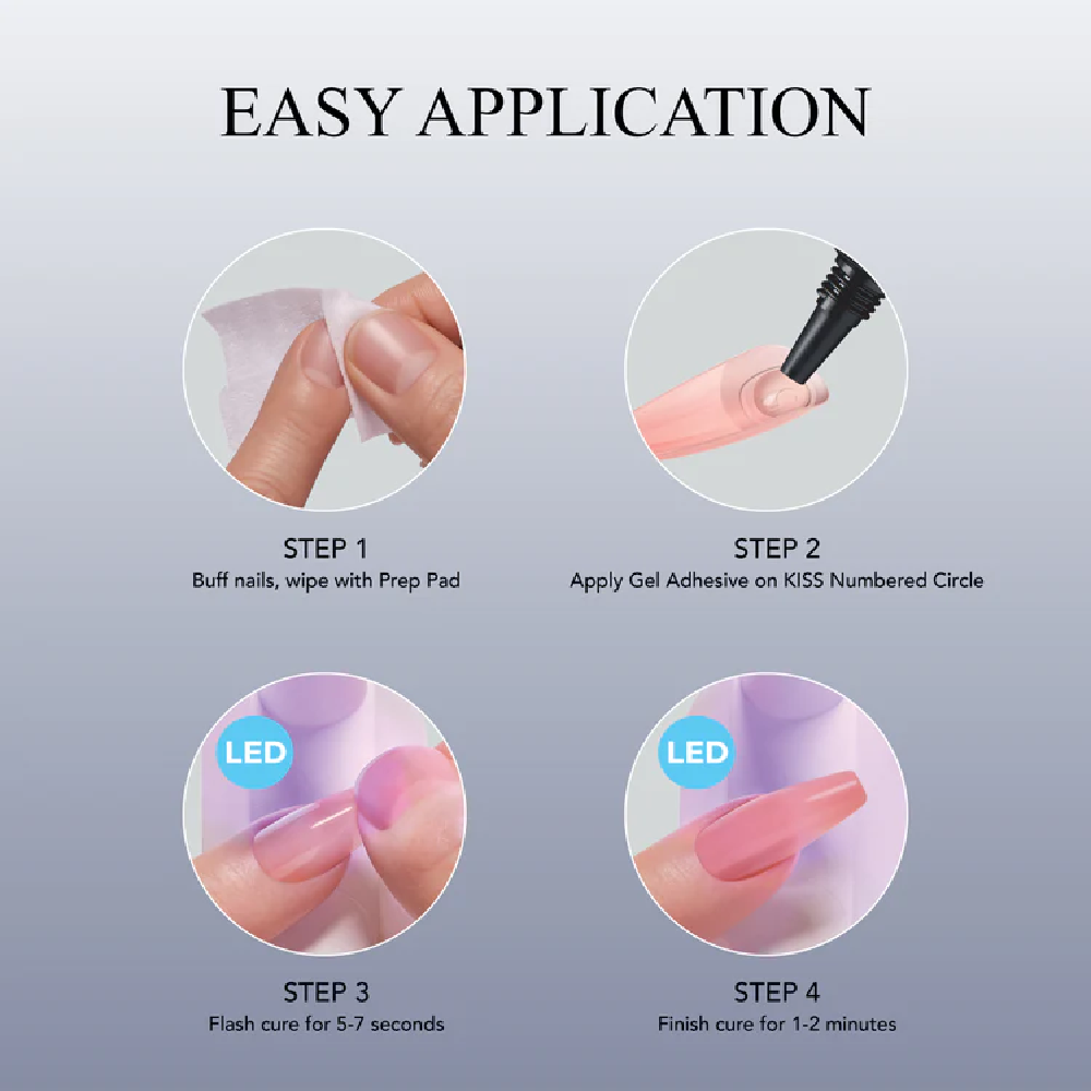 KISS Salon X-Tend LED Gel System Gimme Nails, Soft Gel Pre-Shaped Full Cover Extension Kit - SXN03