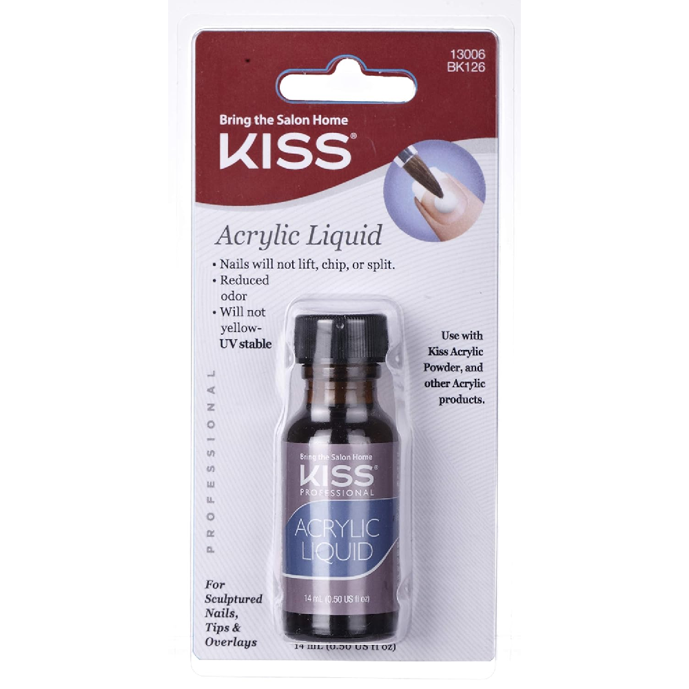 KISS Professional Acrylic Liquid, Salon Quality Sculpting Monomer Fluid for Dip Powder 0.5 oz - BK126