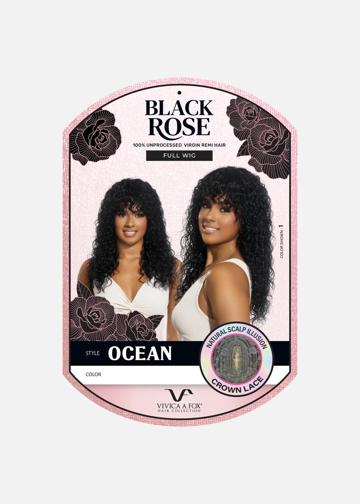 Vivica A Fox Black Rose Ocean Full Wig - 18" Heat Resistant Wet and Wavy Curls
