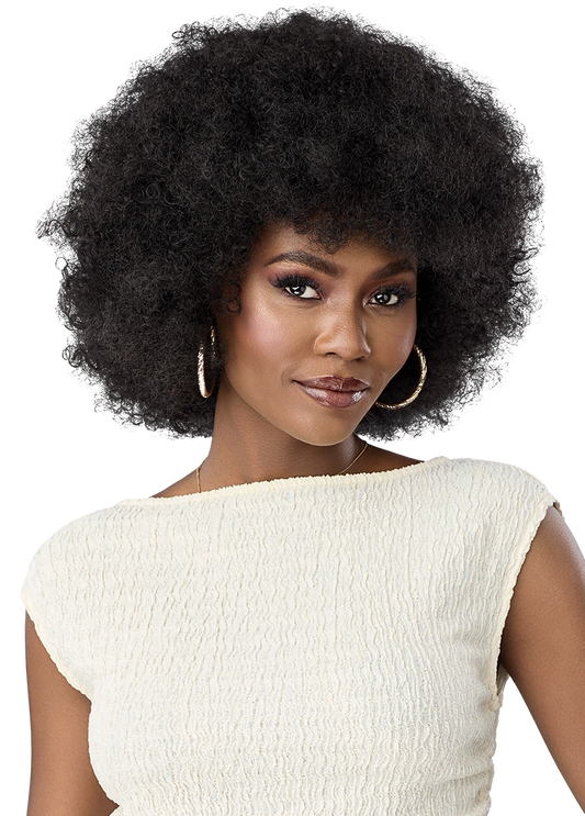 Outre Quick Weave Kaia Synthetic Half Wig - 12 inch Short Afro Kinky Curly Hair