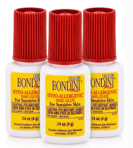 3 Pack Bondini Hyop-Allergenic Nail Glue .14oz