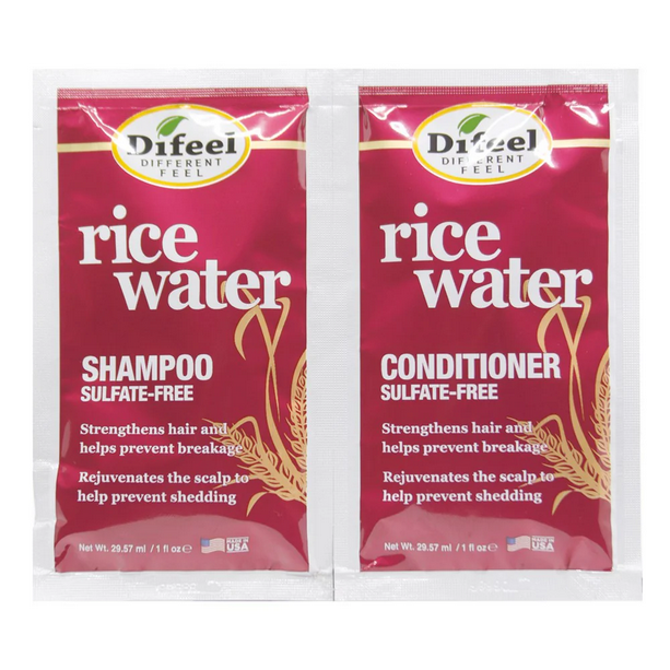 Difeel Rice Water Shampoo and Conditioner Dual Packet, Travel Size Single Pack