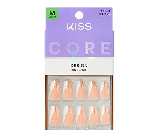 KISS Core Design Press-On Nails, Trend Forward Prints 32-Count Full Cover Glue-On Nail Kit