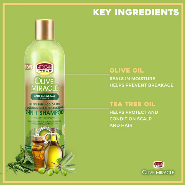 African Pride Olive Miracle 2-In-1 Shampoo 12 oz