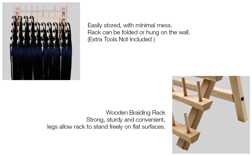 TRS Wooden Hair Braiding Rack - 60-Peg Foldable Stand & Extension Holder (SWB0001)