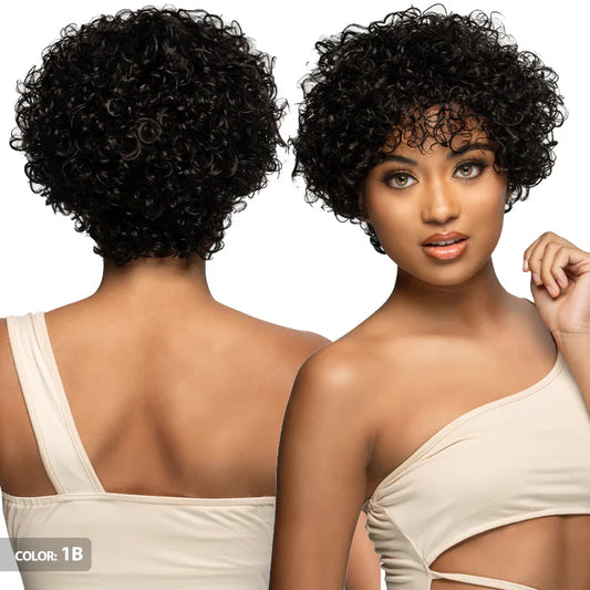 Vivica A Fox Imperial 100% Human Hair Wig - Garnet 12 inch Short Layered Bob with Bangs