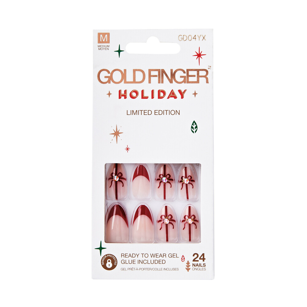 GoldFinger HD Holiday Design Press-On Nails, High-Definition Limited Edition Festive Christmas Nail Art Kit