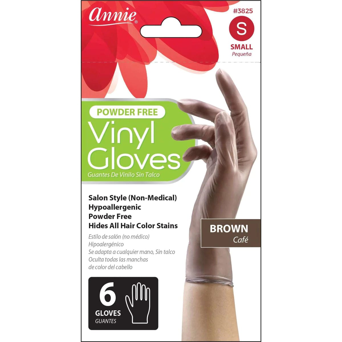 Annie #3836 Vinyl Gloves Med 6 ct
