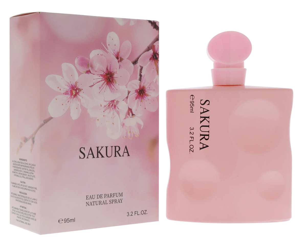 Sakura Eau De Parfum Natural Spray, Long Lasting Floral Perfume for Women, 3.2oz