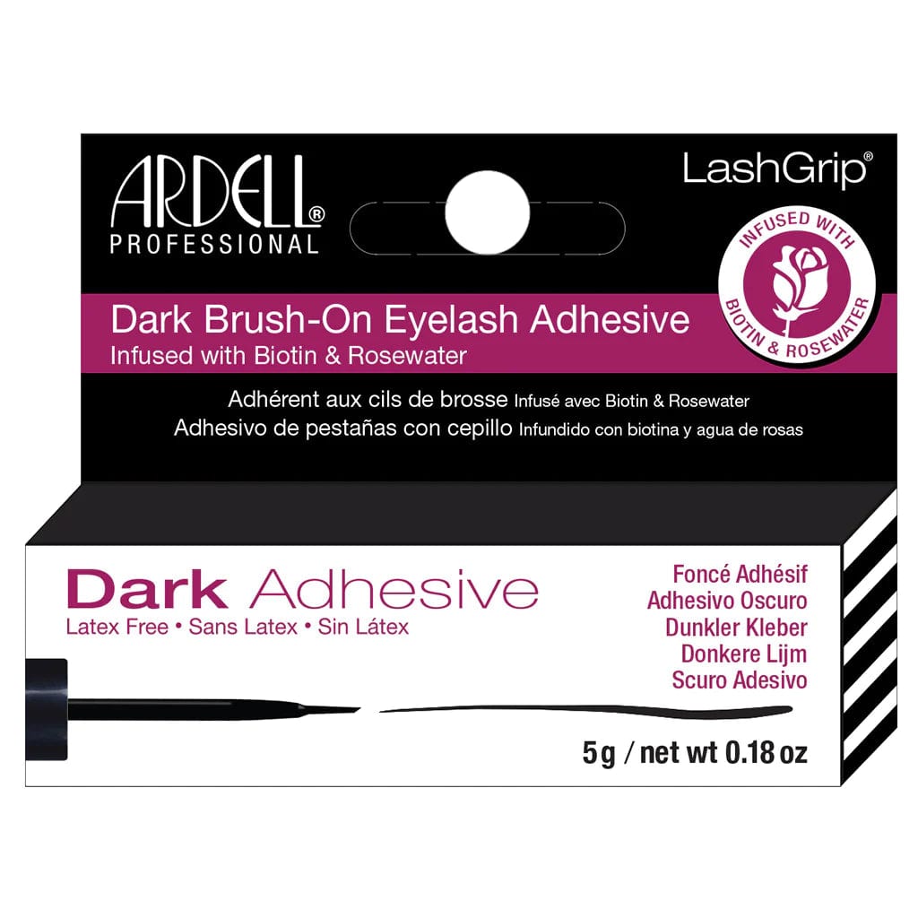 Ardell LashGrip Brush-On Strip Lash Adhesive Dark, Quick-Setting Waterproof False Eyelash Glue 0.18 oz