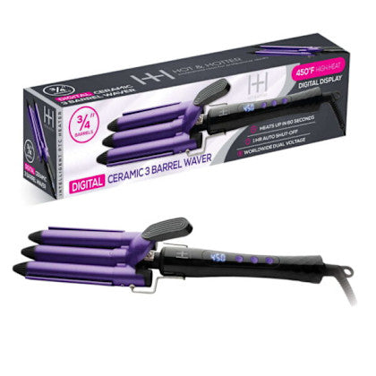 H&H Digital Ceramic 3 Barrel Waver 1" Purple & Black 5994