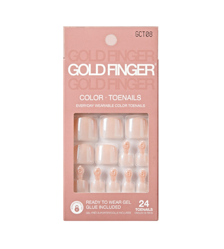 GoldFinger Solid Color Press-On Toenails, Vibrant Classic Hue Full Cover Pedicure Kit