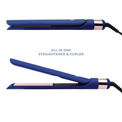 Hot & Hotter Ceramic Tourmaline Multi-Styler 1 Inch Hair Straightener & Curling Iron, Blue #05898