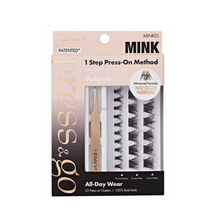 KISS i.Envy Press & Go Real Mink Pre-Glued Press-On Lash Clusters Kit - Volume