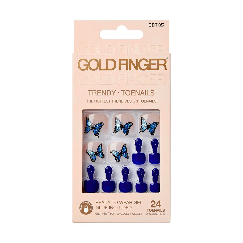 GoldFinger Trendy Press-On Toenails, Fashion Art Print Accent Full Cover Pedicure Kit