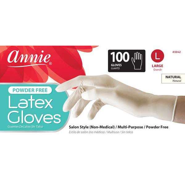 Annie #3842 Latex Gloves Powder Free 100 ct (L)