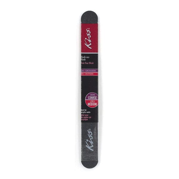 KISS New York Professional Black On Black Nail File, 100/180 Heavy-Duty Coarse Shaping Emery Board - F200