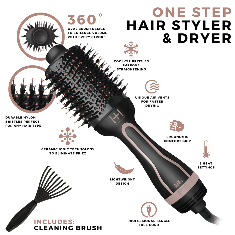 Hot & Hotter One Step Hair Styler & Dryer - Ceramic Blowout Brush (5908)