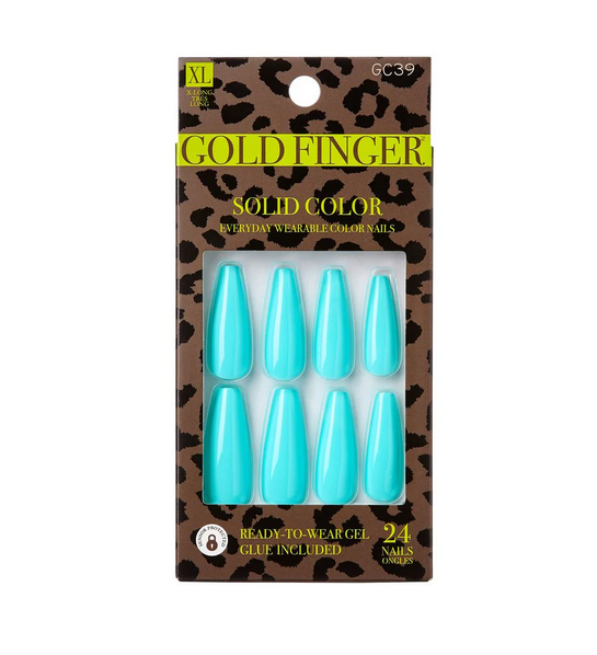 GoldFinger Gel Glam Ready-to-Wear Gel Manicure Kit, Premium Salon Polish Mirror Finish Glue-On Nails - GC