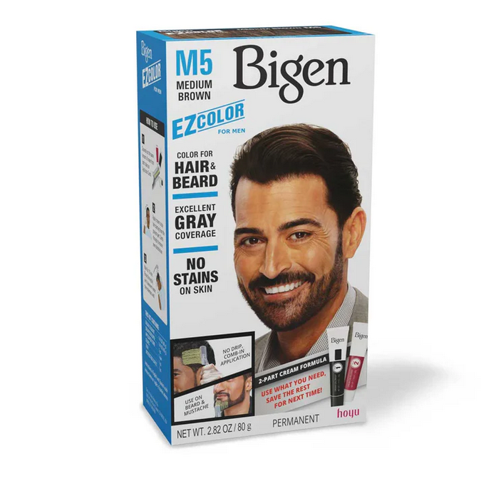 Bigen EZ Color for Men - Hair, Beard & Mustache Dye - Ammonia-Free Gentle Cream