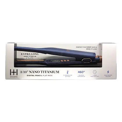 Hot & Hotter Nano Titanium 3/10 Inch Digital Pencil Flat Iron for Short Hair & Edges, Blue #5938