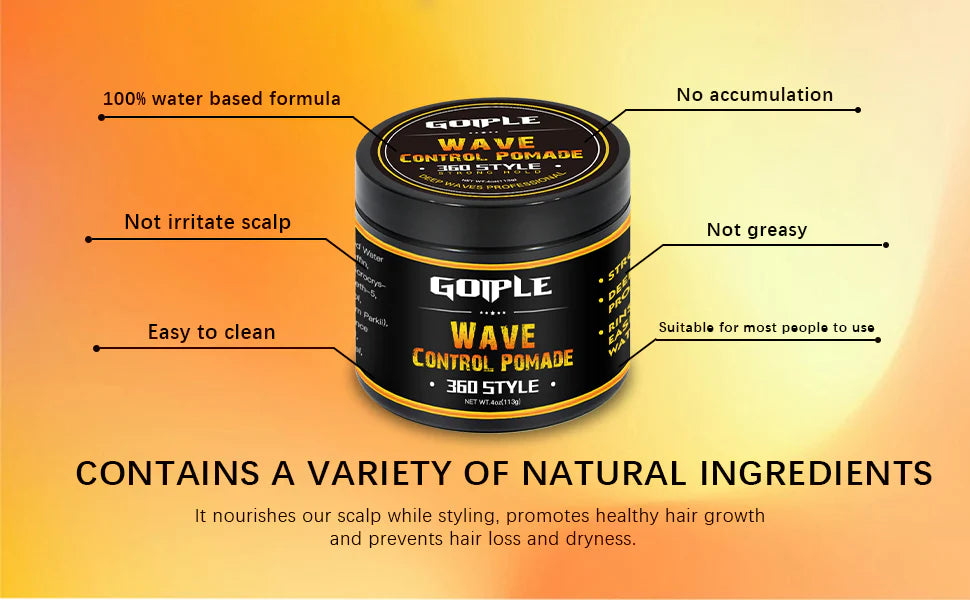 Goiple Wave Control Pomade - Strong Hold 360 Style Deep Waves (4 oz)