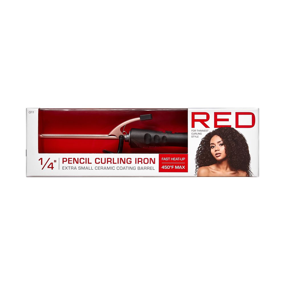 Red by Kiss 1/4" Pencil Curling Iron - Tourmaline Ceramic Thin Wand (CI11)